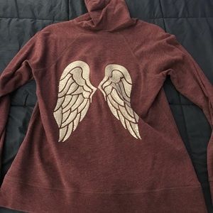 Maroon Vs angel wing zip hoodie size large